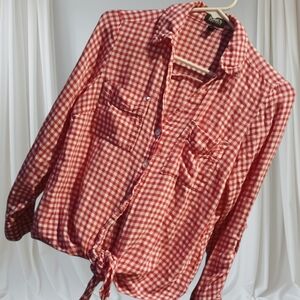 Jones New York Red Gingham Button-Down Shirt